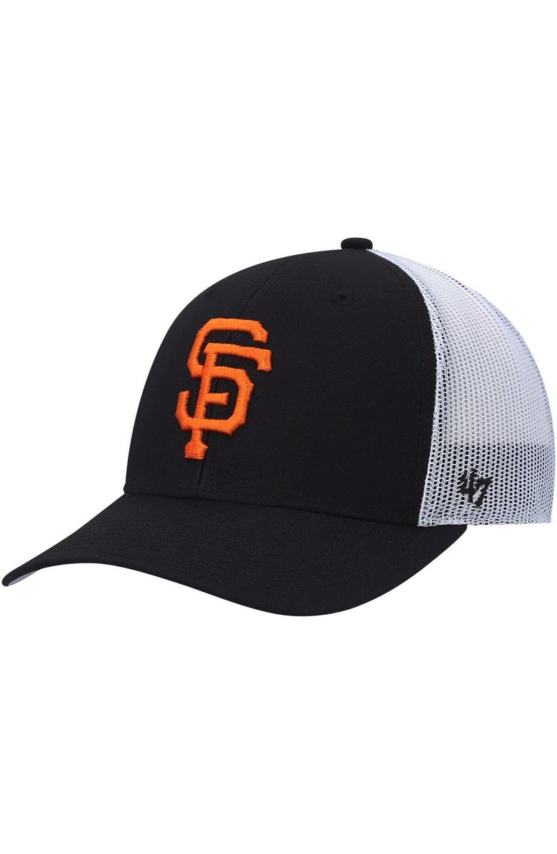 '47 Men's '47 Black/White San Francisco Giants Primary Logo Trucker Snapback Hat, Main, color,