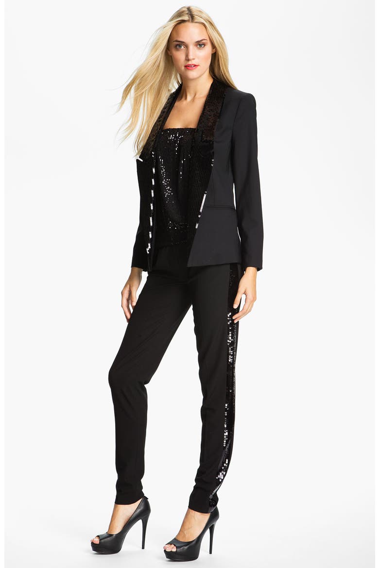 Sequin Tuxedo Pants, Alternate, color, BLACK