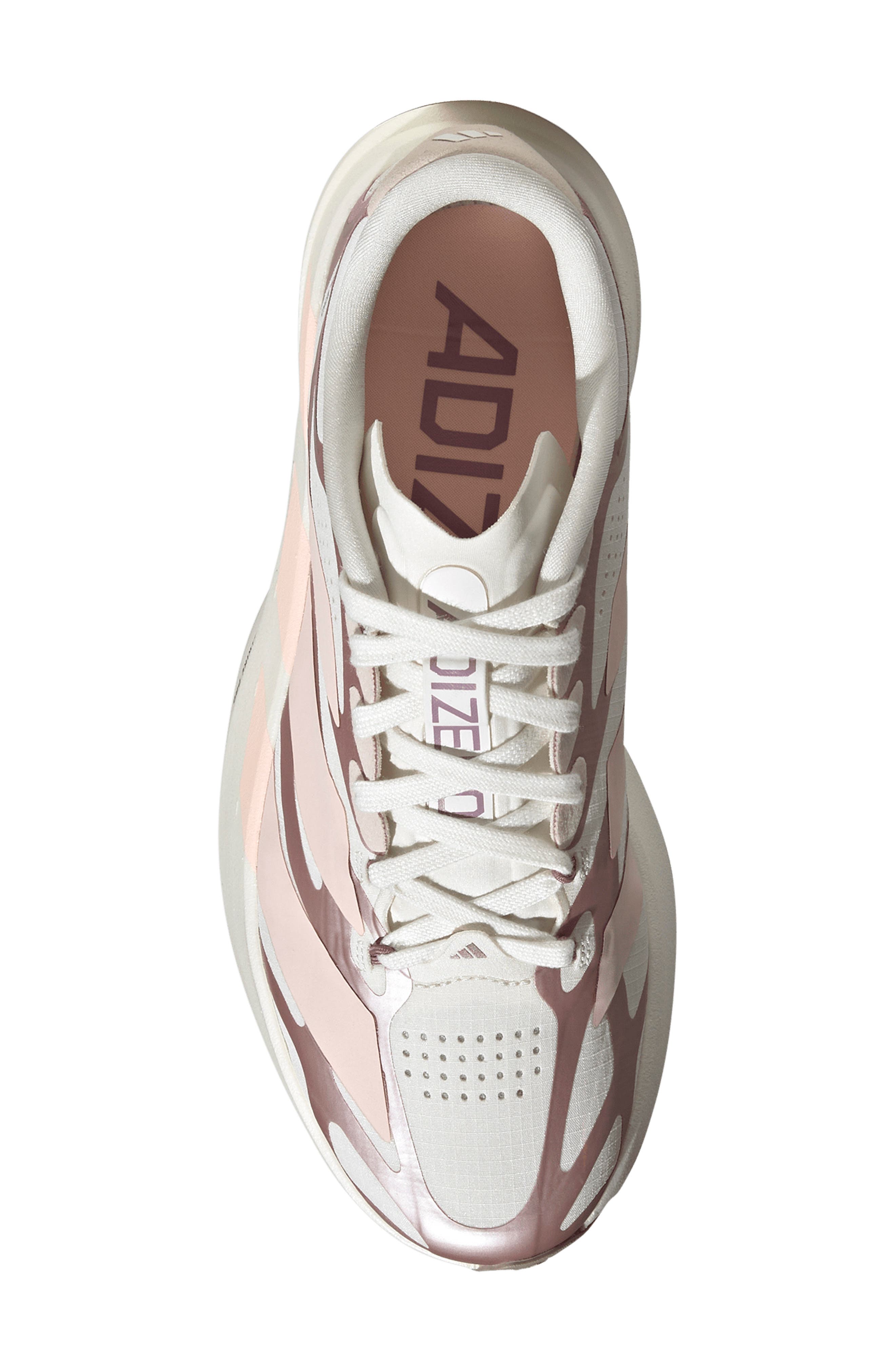 Adizero Evo SL EXO Running Shoe, Alternate, color, WHITE/ PINK/ VAPOUR GREY