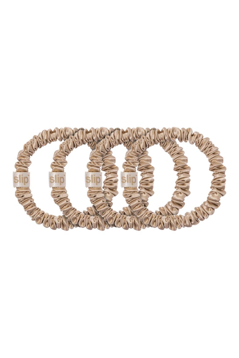 Pure Silk 4-Pack Skinny Scrunchies: Back to Basics Collection, Main, color, BLONDE