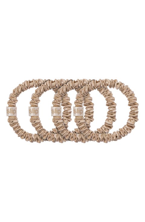 Pure Silk 4-Pack Skinny Scrunchies: Back to Basics Collection