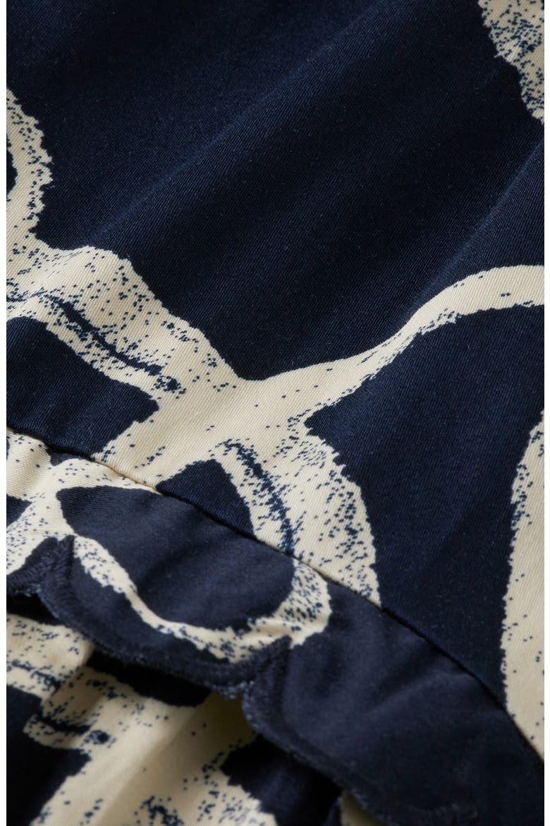 Scallop Trim Long Sleeve Cotton Minidress, Alternate, color, RIBBON NAVY AOP