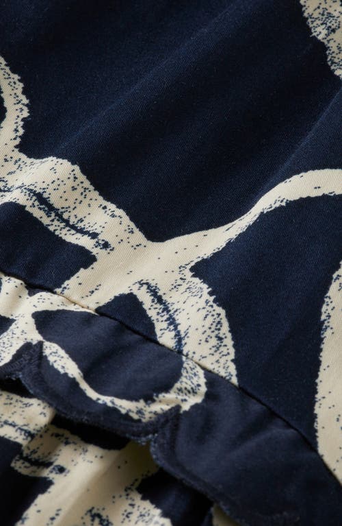 Scotch & Soda Scallop Trim Long Sleeve Cotton Minidress In Blue