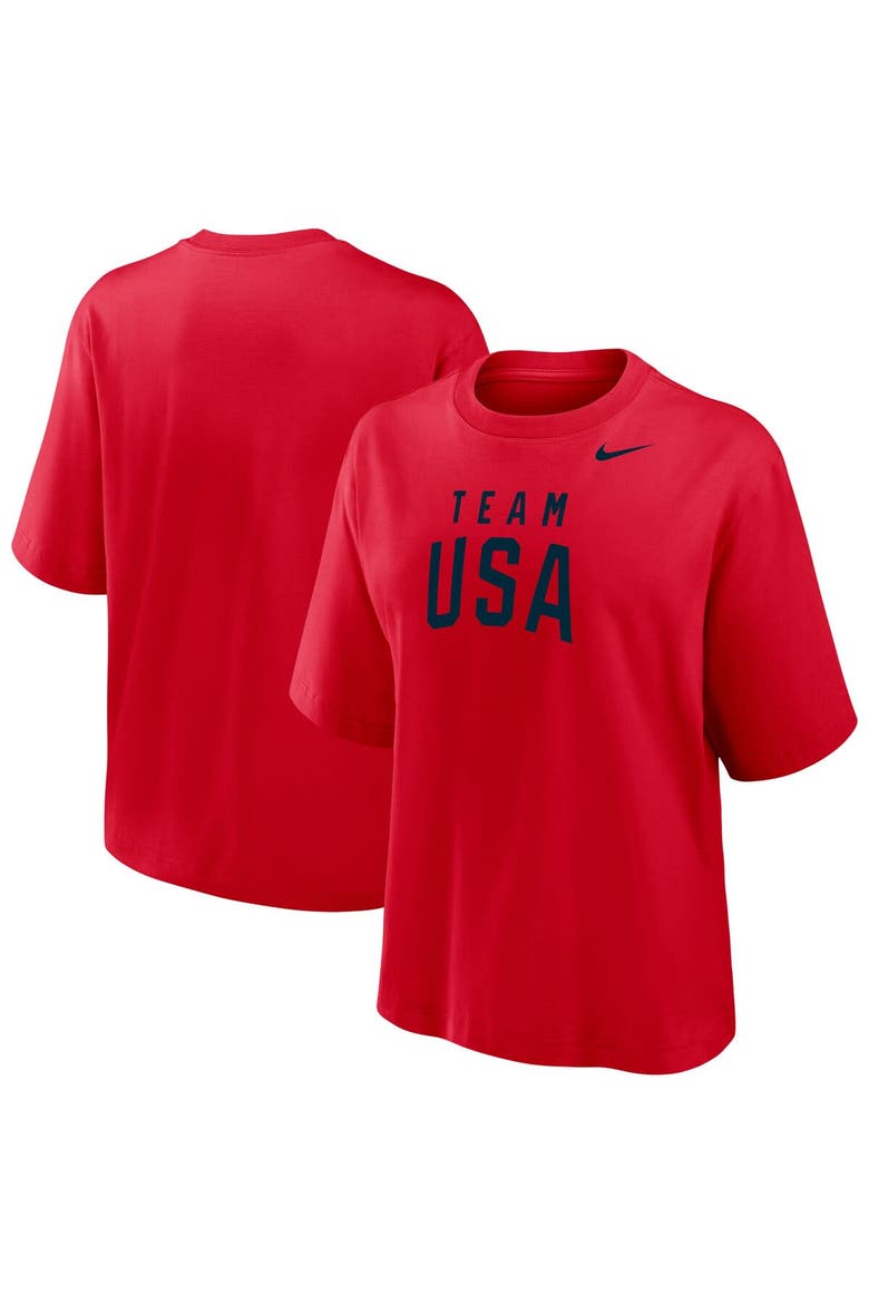 Women's Nike Red Team USA Boxy T-Shirt, Main, color, Red