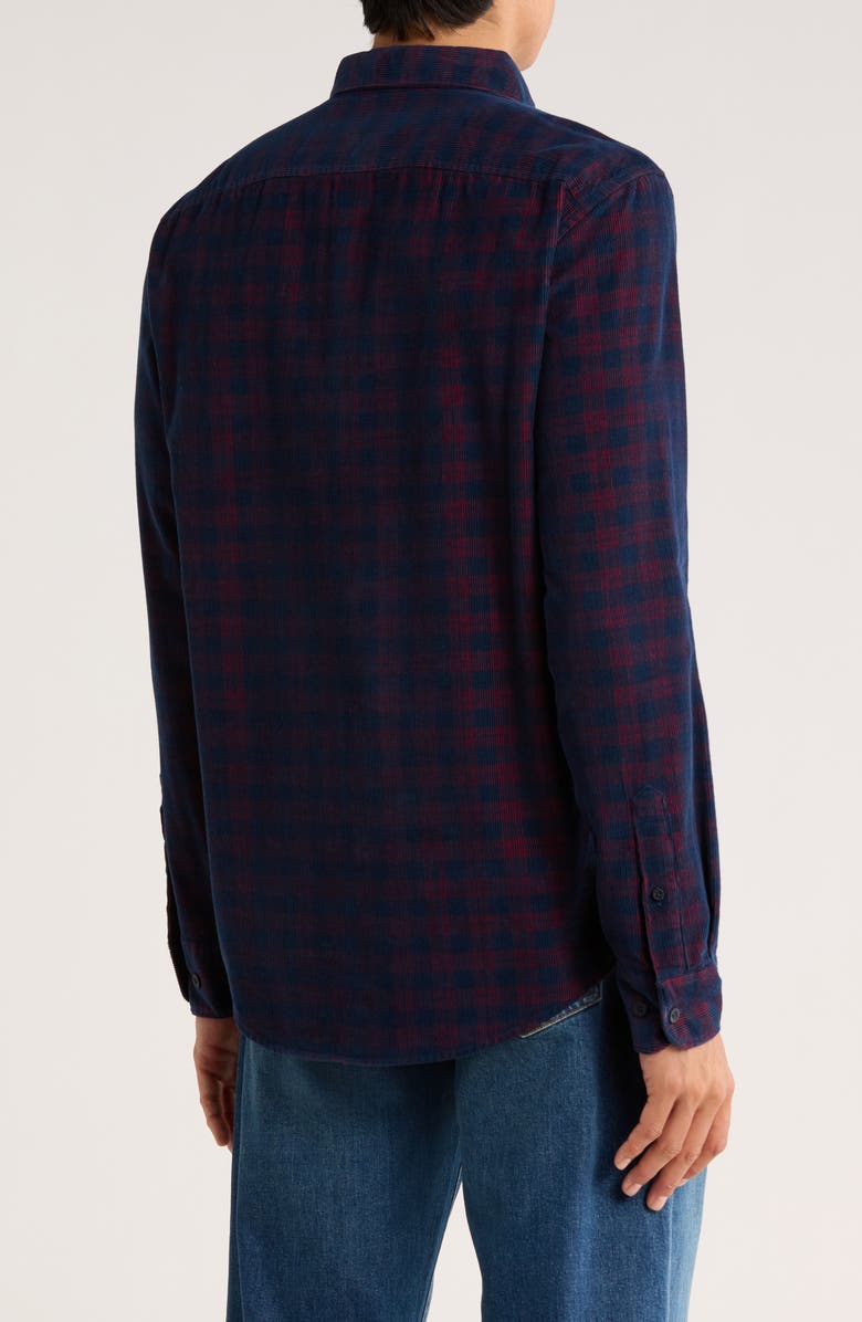 Original Penguin Yarn Dye Plaid Corduroy Button Down Shirt, Alternate, color, Dark Sapphire