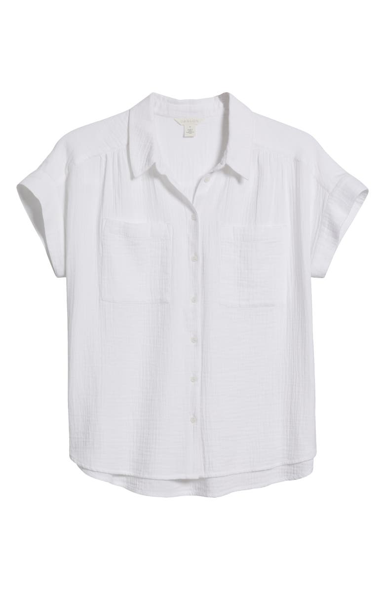 Caslon<sup>®</sup> Cotton Gauze Button-Up Shirt, Alternate, color, White