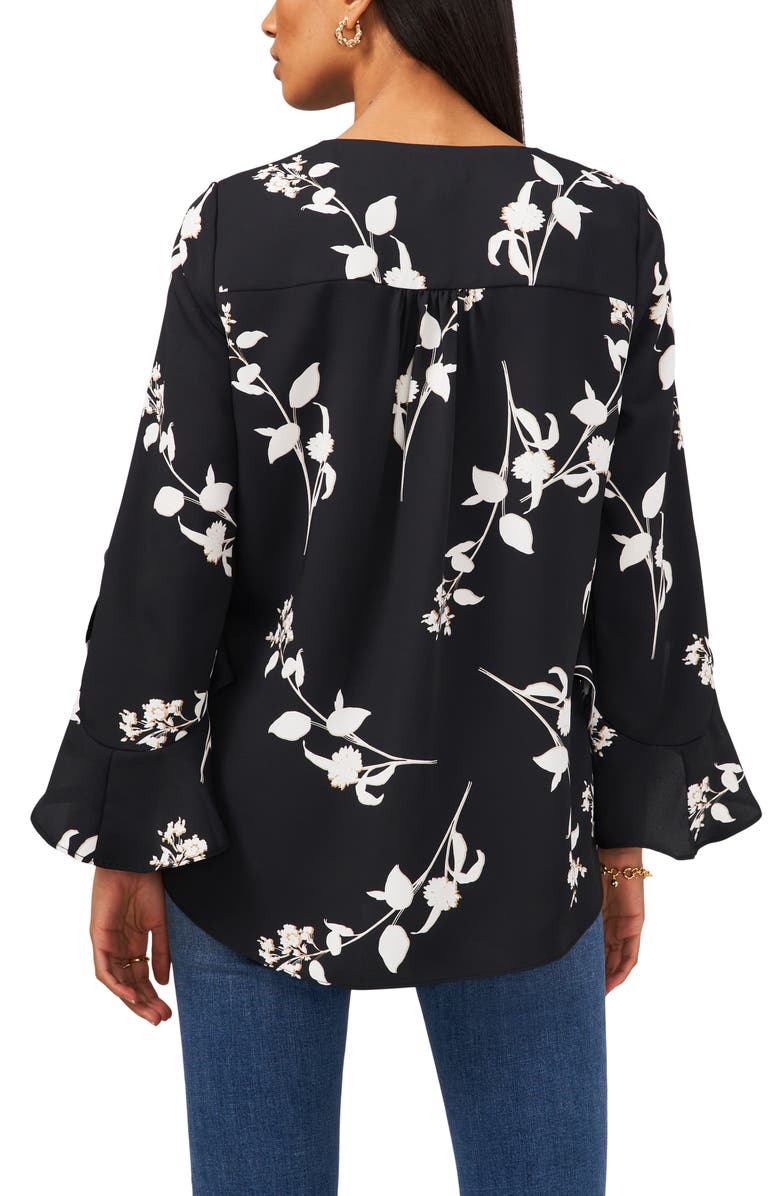 Vince Camuto Flutter Sleeve Floral Print Top, Alternate, color, 