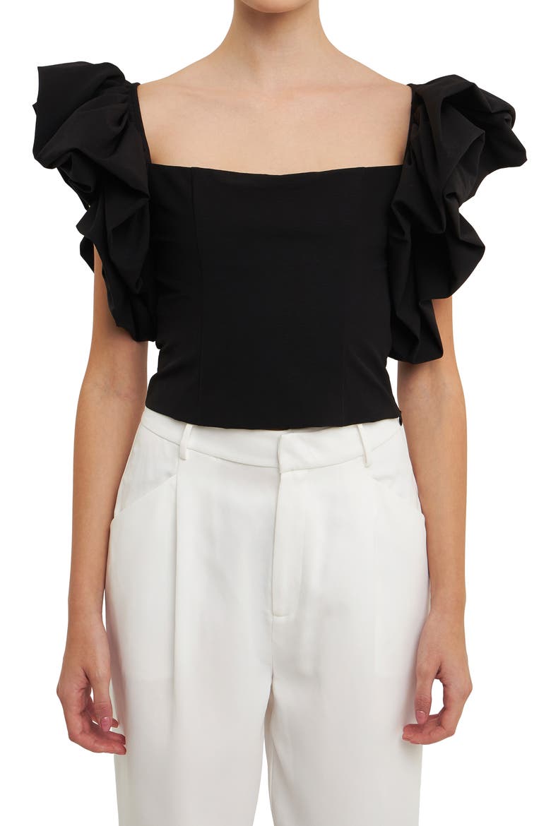 Voluminous Top, Alternate, color, BLACK