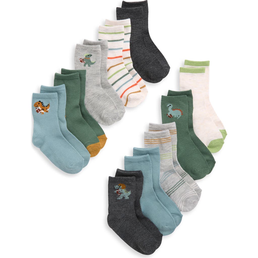 Capelli New York Kids' Football Dino Assorted 10-pack Crew Socks In Multi