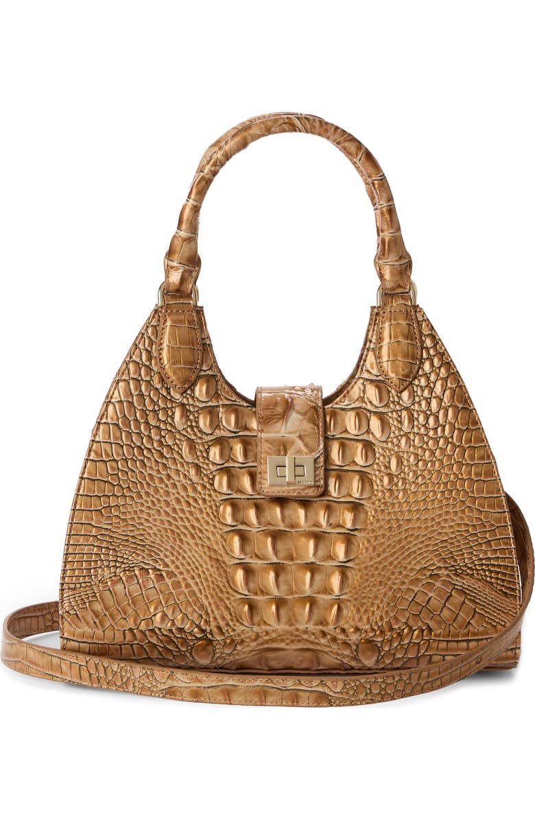 Brahmin Adrian Croc Embossed Leather Shoulder Bag, Alternate, color,