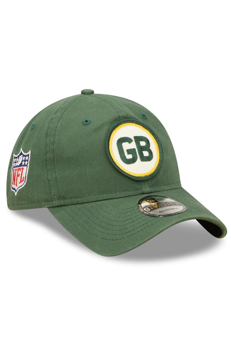 Men's New Era Green Green Bay Packers 2022 Sideline 9TWENTY Historic Adjustable Hat, Main, color, Green