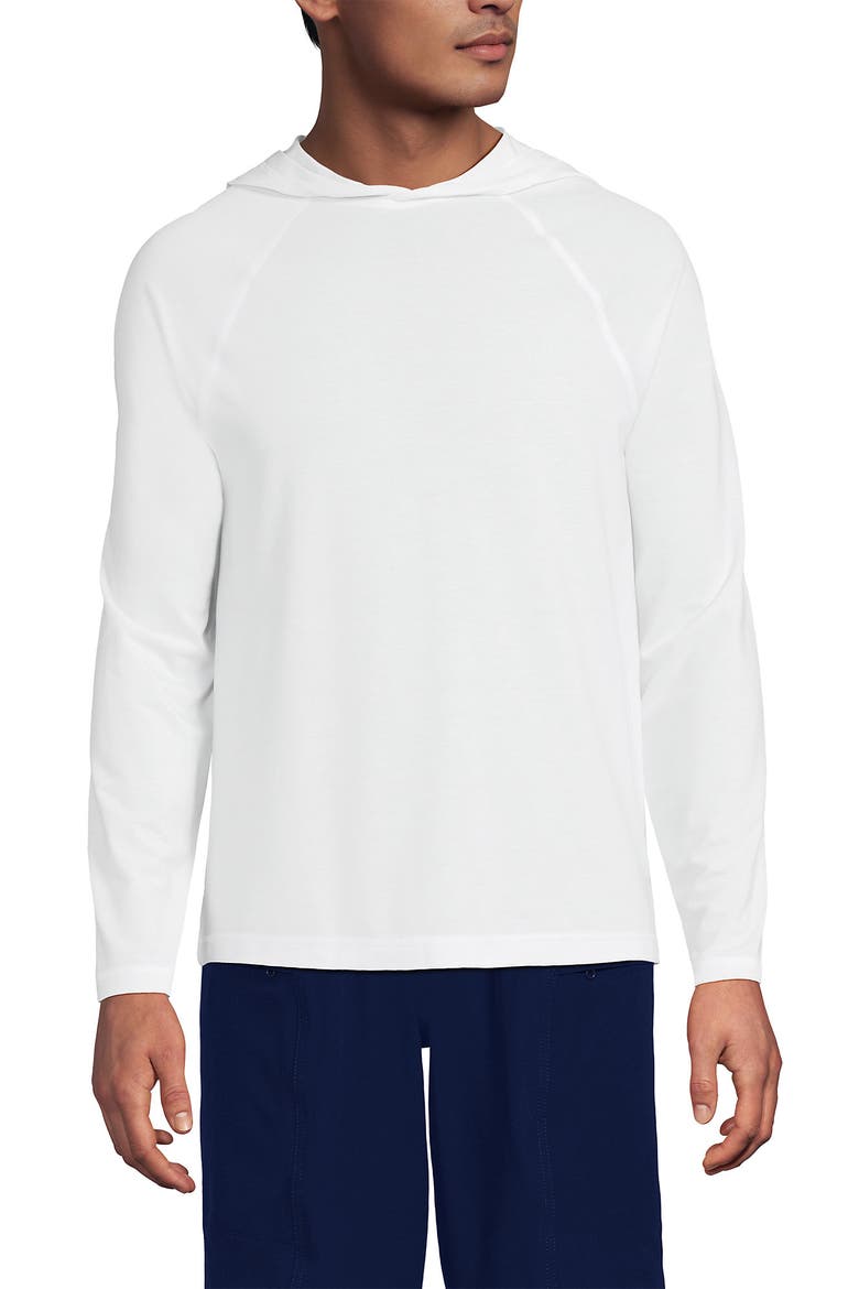 Cooling Long Sleeve UPF 50 Hooded Swim Tee Rash Guard, Alternate, color, White