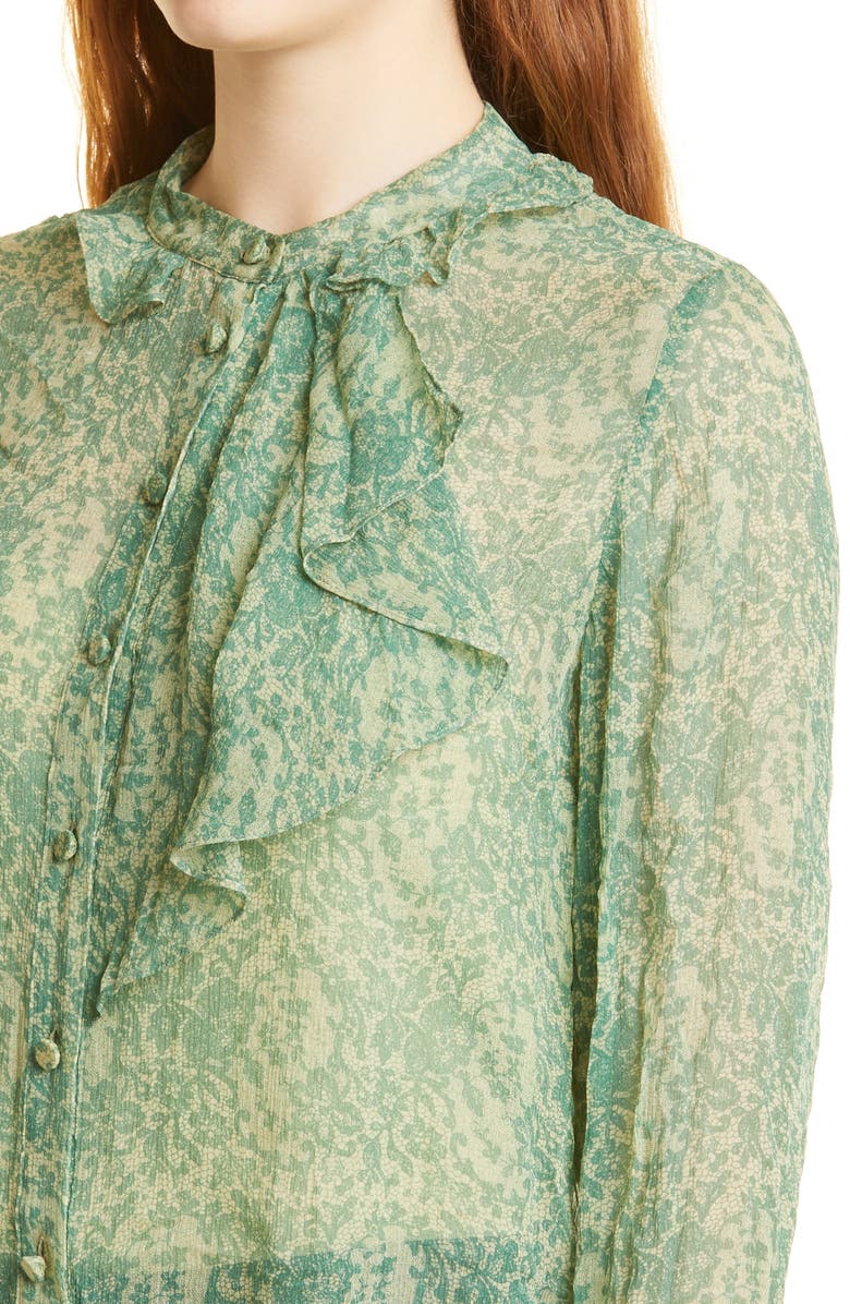 Rebecca Taylor Floral Silk Chiffon Blouse, Alternate, color, 