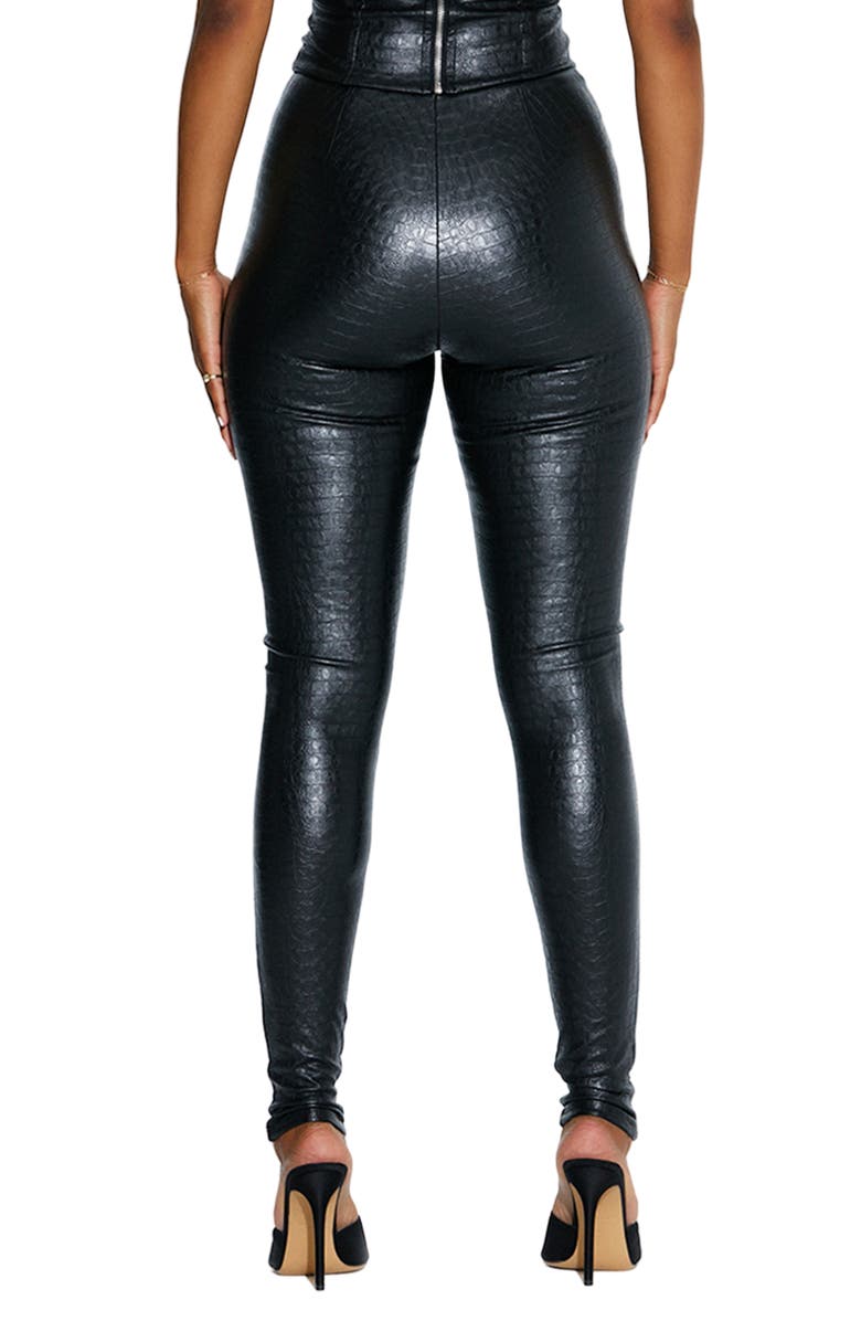Naked Wardrobe Oh So Tight Crocodile Faux Leather Leggings, Alternate, color,