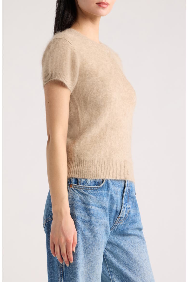 Darcy Brushed Cashmere Short Sleeve Sweater, Alternate, color, BRUSHED OATMEAL