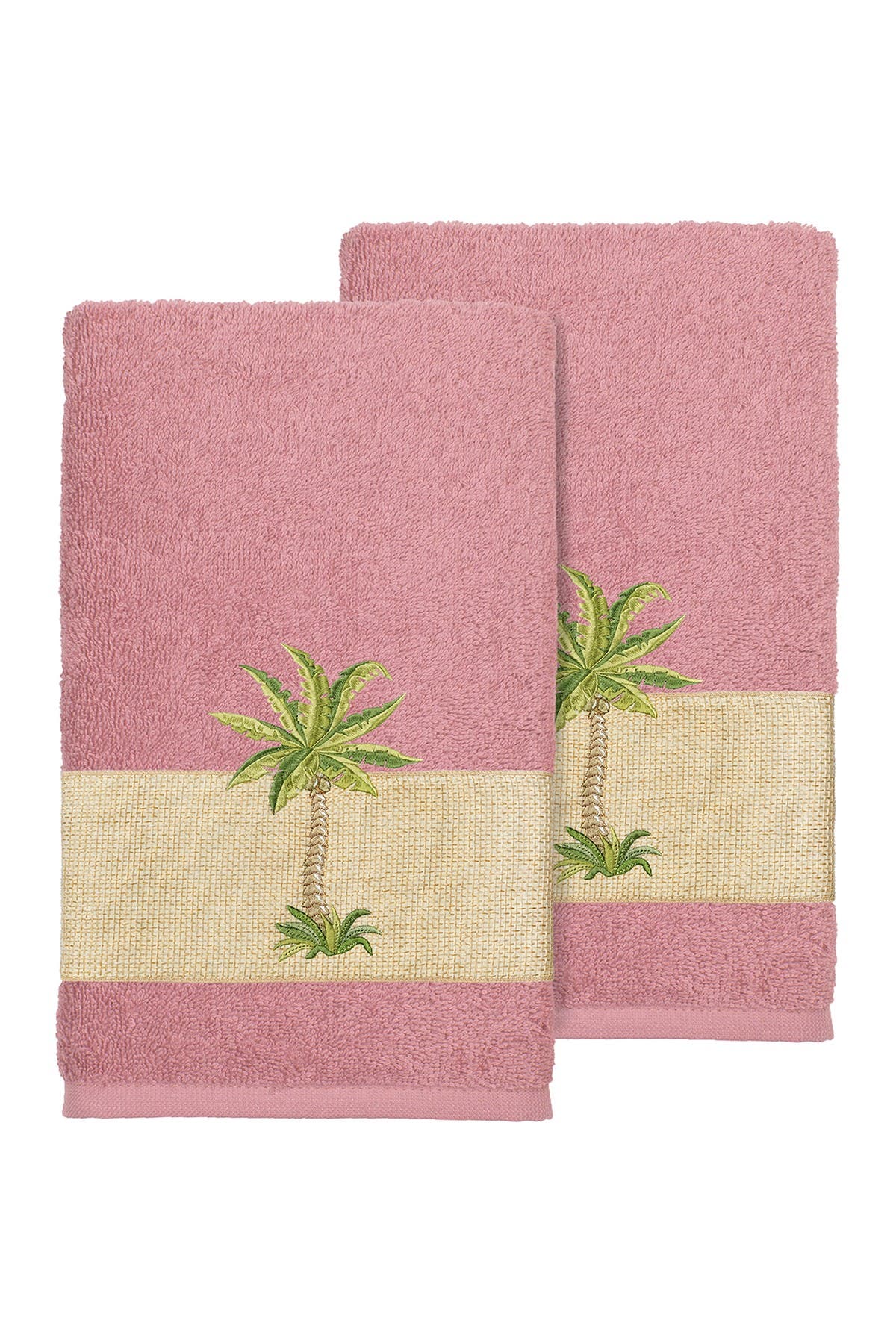 Linum Home Textiles Colton Embellished Hand Towel - Set of 2 - Tea Rose ...