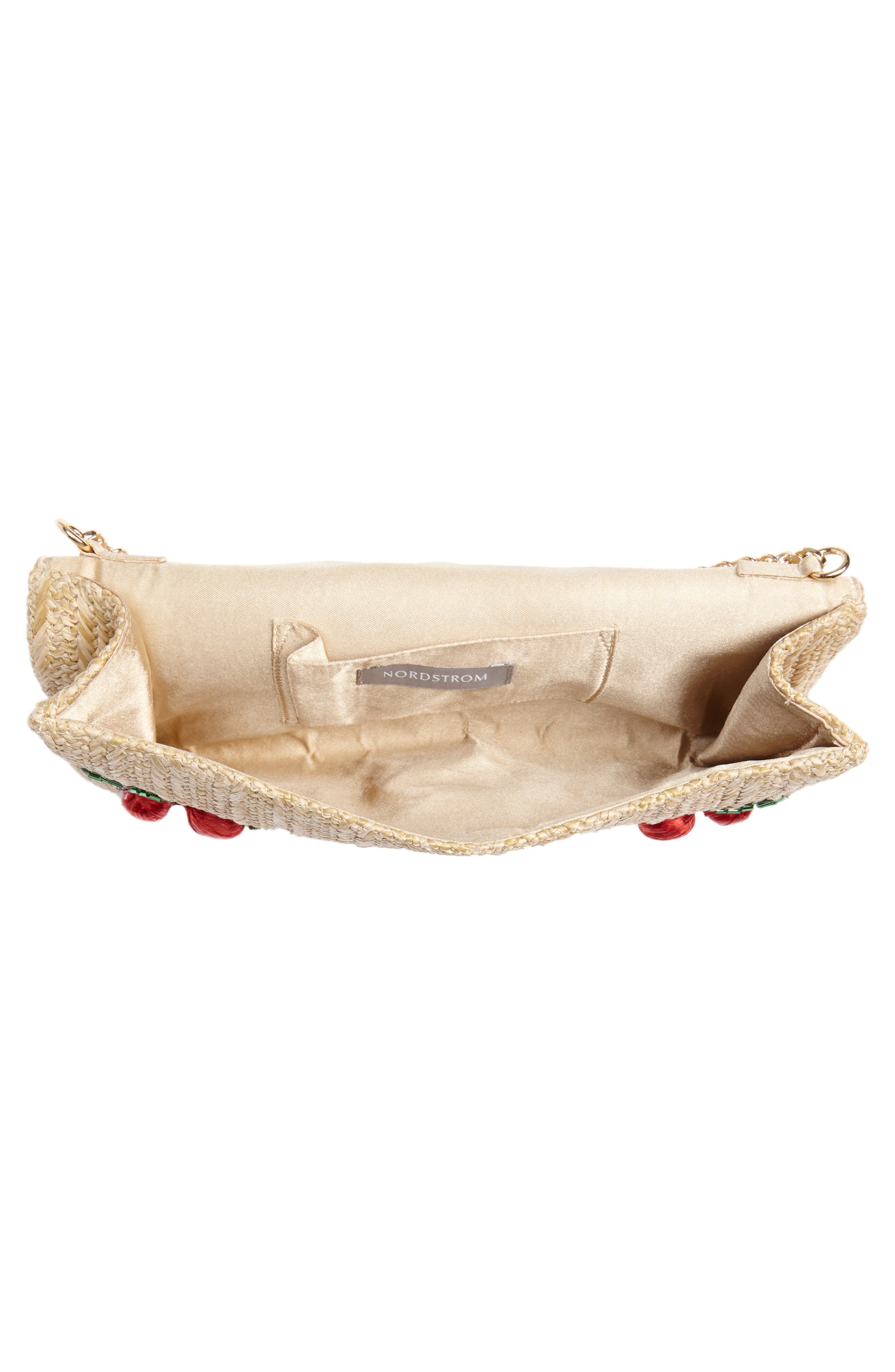 Nordstrom Cherry Embellished Straw Envelope Clutch, Alternate, color, 