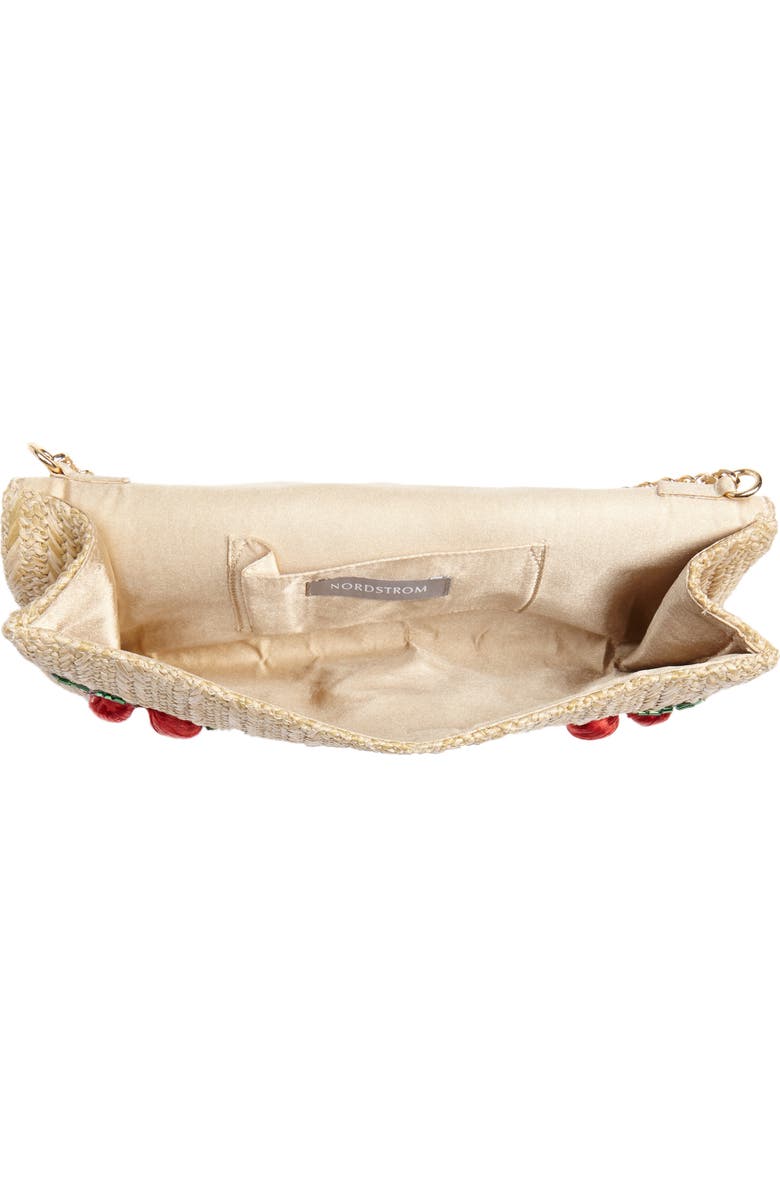 Nordstrom Cherry Embellished Straw Envelope Clutch, Alternate, color,