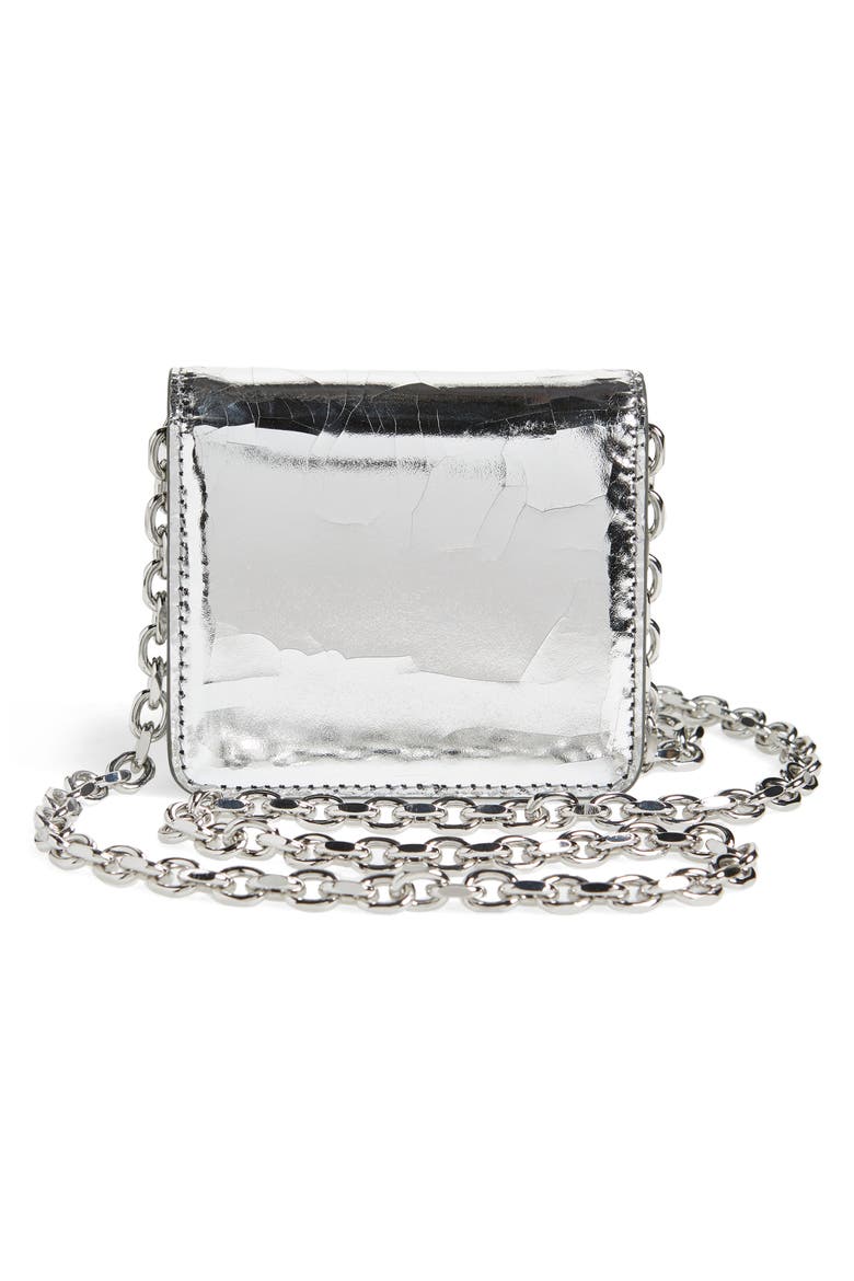 Small Bianchetto Painted Leather Wallet on a Chain, Alternate, color, SILVER/ BLACK