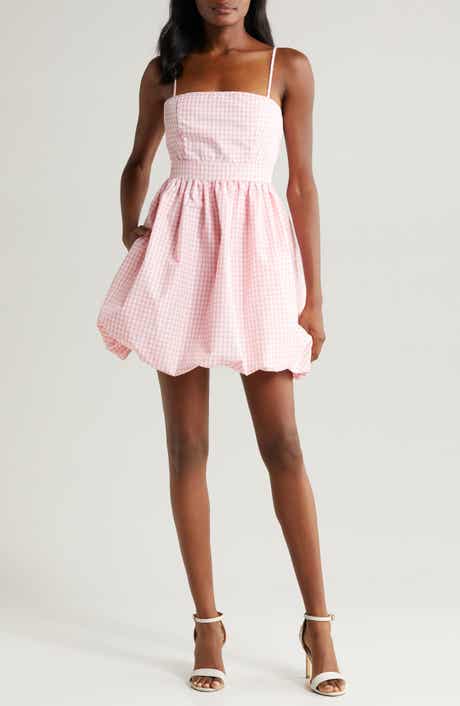 1.STATE Gingham Bubble Hem Dress