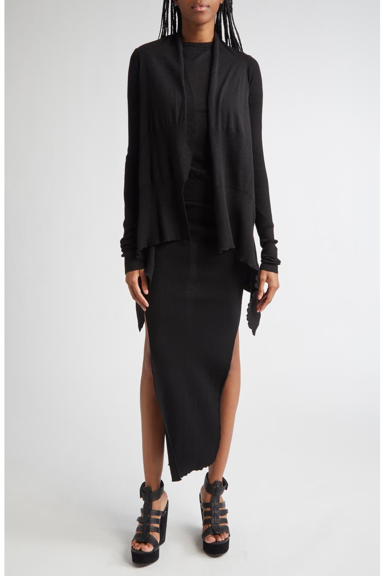 Open Front Virgin Wool Cardigan, Alternate, color, BLACK