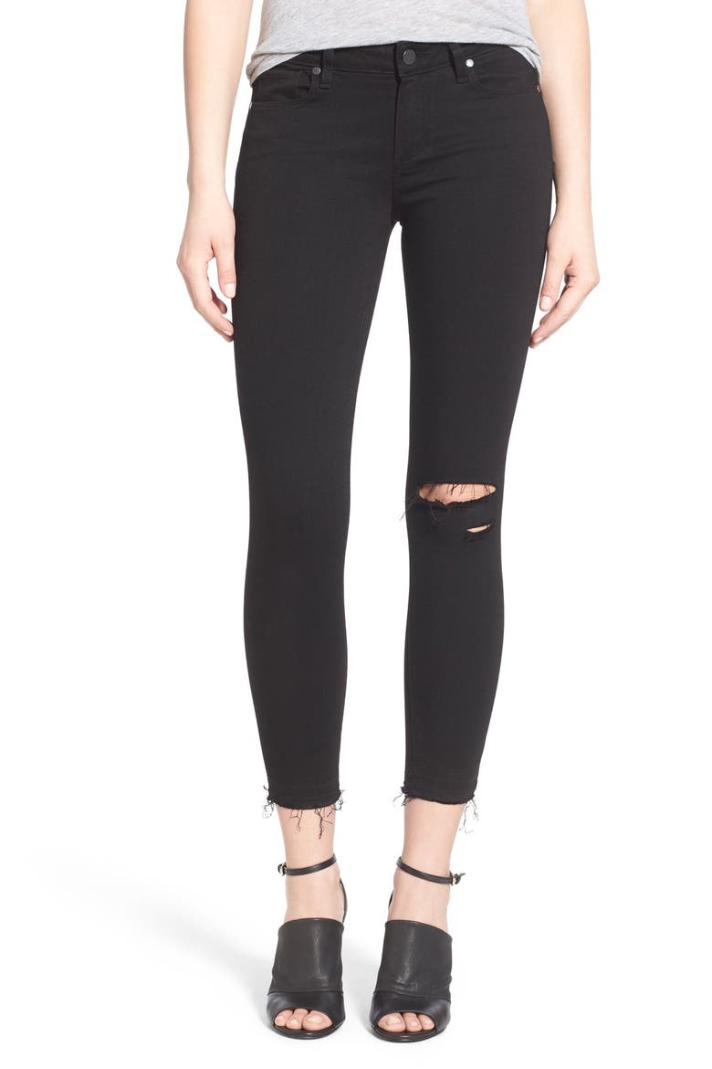 Transcend - Verdugo Crop Skinny Jeans, Main, color, BLACK DESTRUCTED