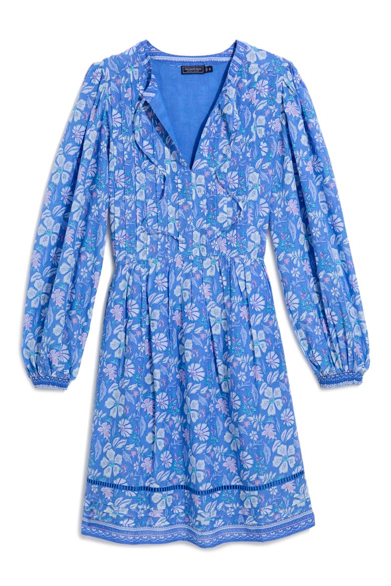 Nora Print Pintuck Long Sleeve Dress, Alternate, color, HIBISCUS BREAKER
