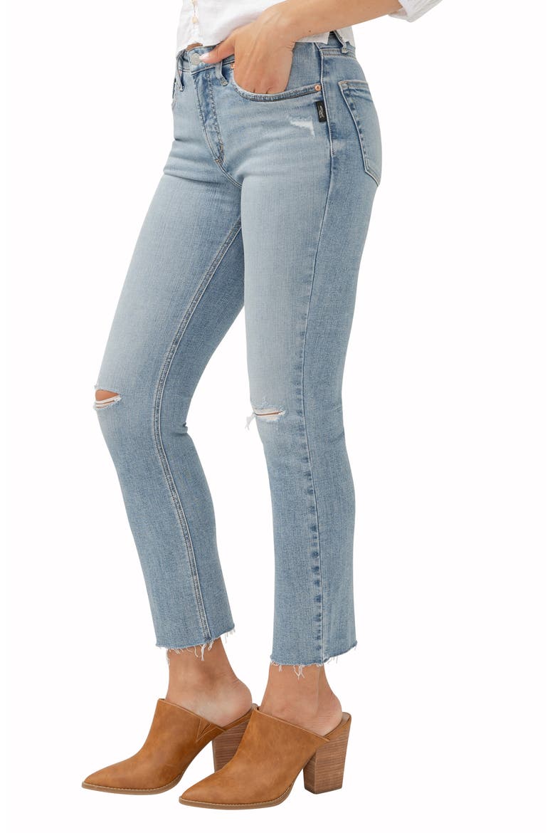 Most Wanted Ripped Mid Rise Ankle Straight Leg Jeans, Alternate, color, INDIGO