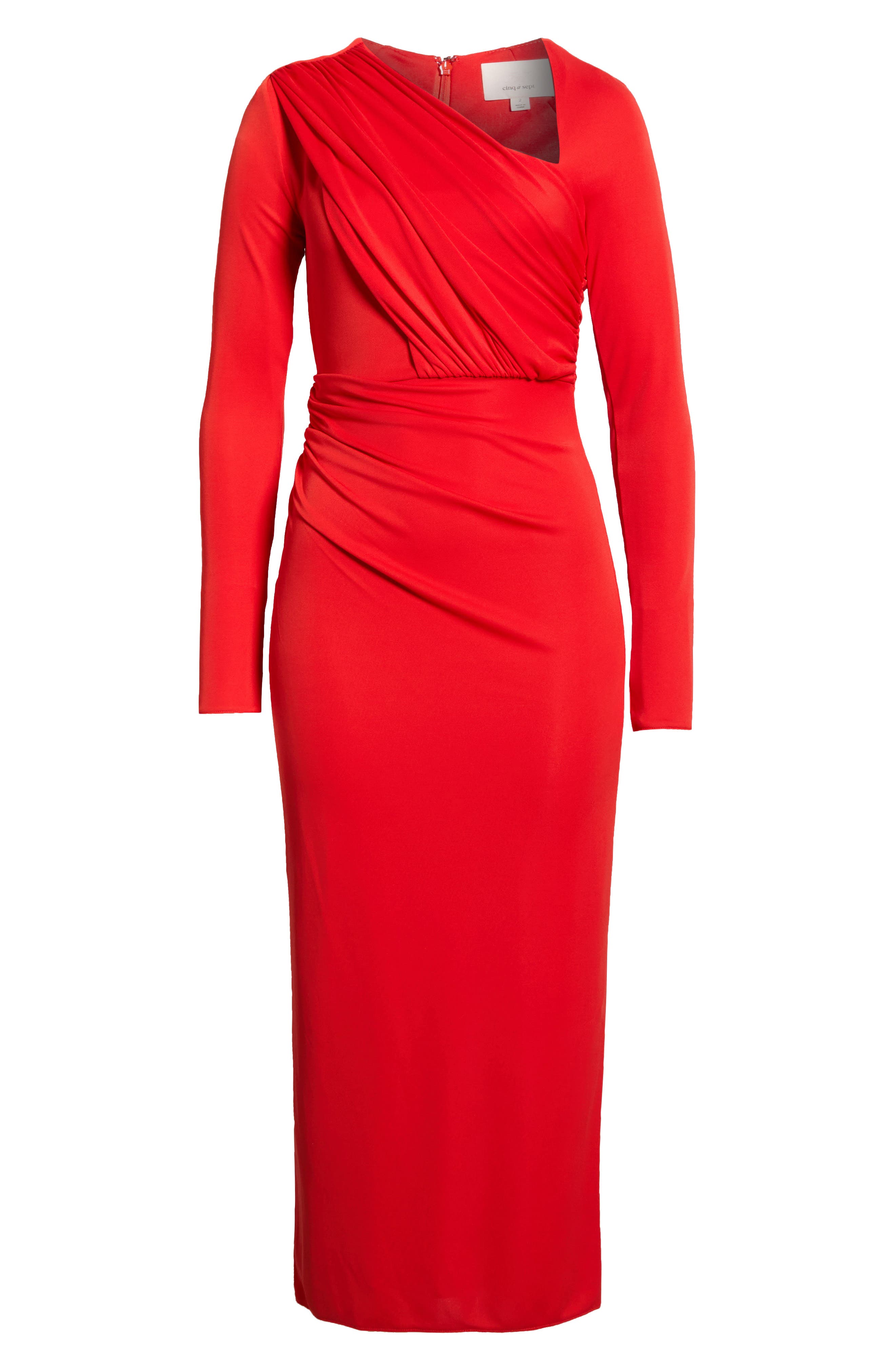 cinq a sept seferina draped long sleeve jersey dress Cinq a Sept Seferina Draped Long-Sleeve Jersey Dress