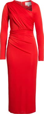 Cinq à Sept Jalyn Long Sleeve Asymmetric Drape Matte Jersey Dress