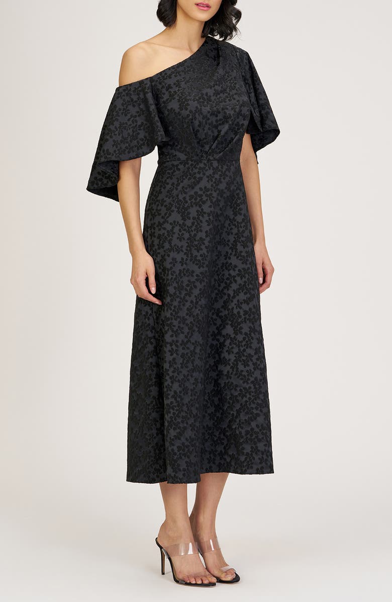 JS Collections Primrose One-Shoulder Cocktail Dress, Alternate, color, Black