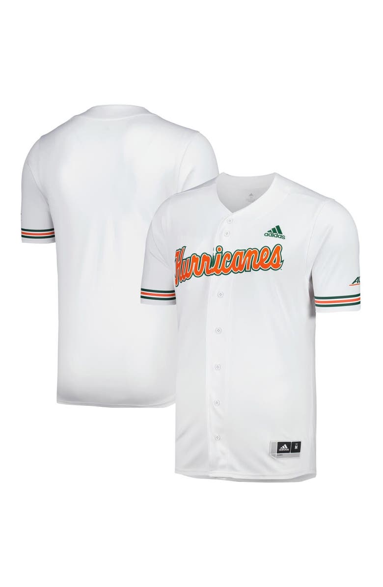 adidas Men's adidas White Miami Hurricanes Replica Baseball Jersey, Main, color, White