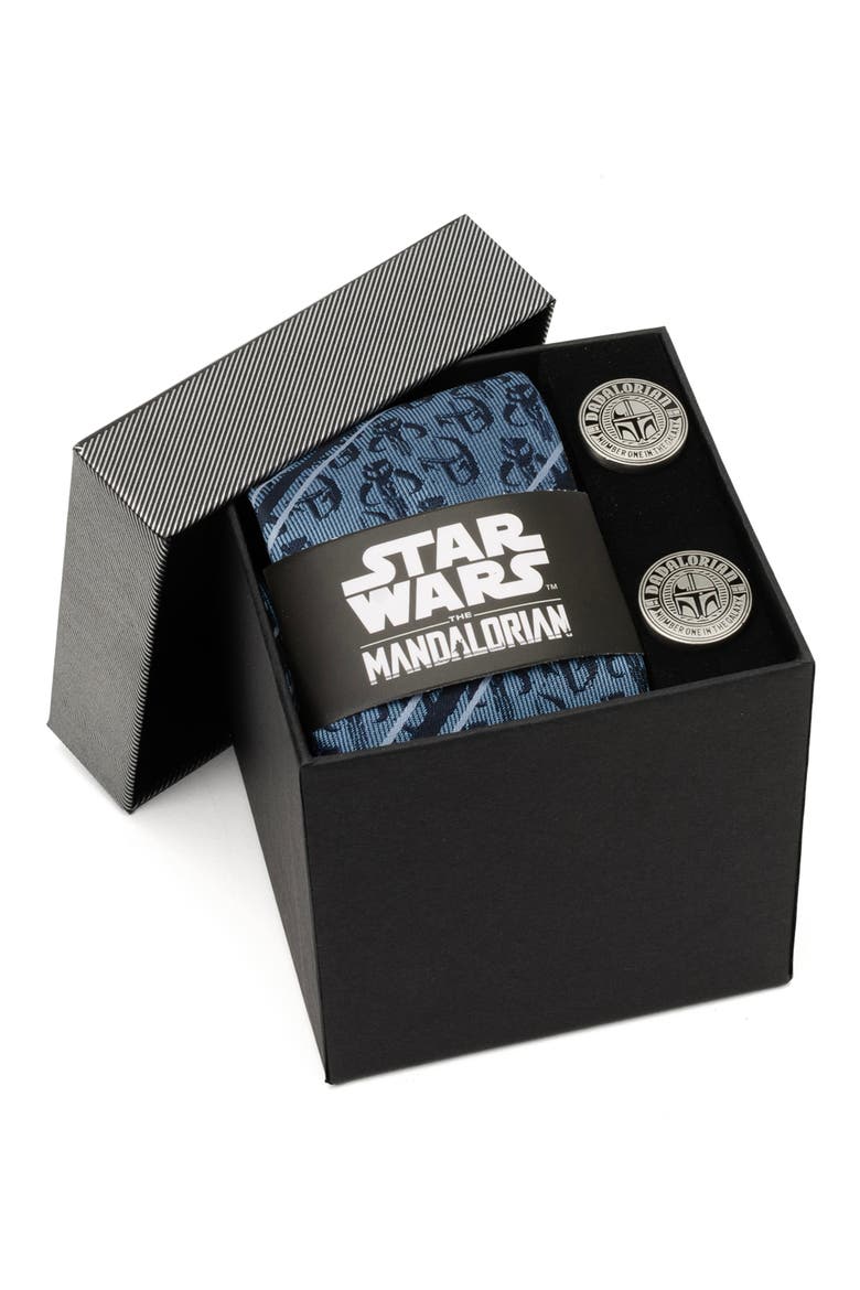 Star Wars™ Mandalorian Jacquard Stripe Tie & Cuff Links Set, Alternate, color, BLUE MULTI