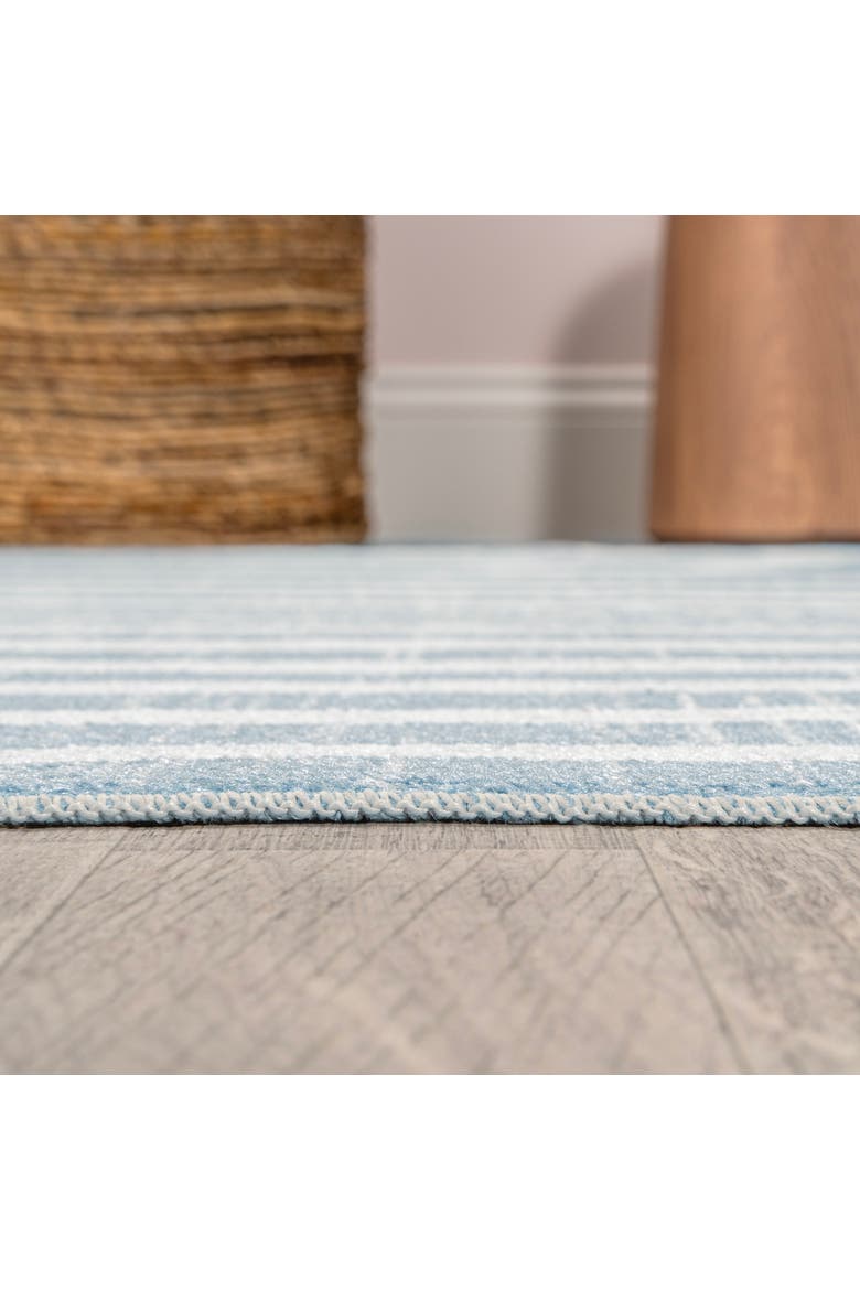 Maze Abstract Two-Tone Low-Pile Machine-Washable Area Rug, Alternate, color, Blue/Cream