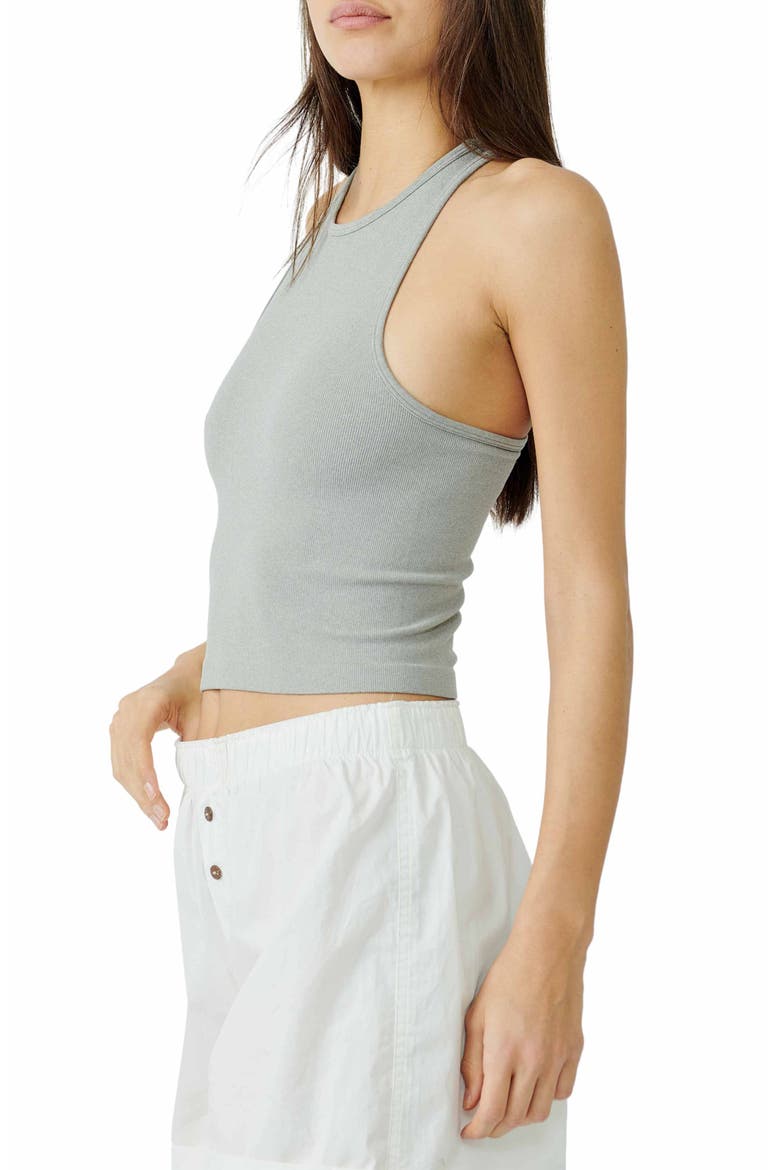 Hayley Racerback Brami Crop Top, Alternate, color, GREY