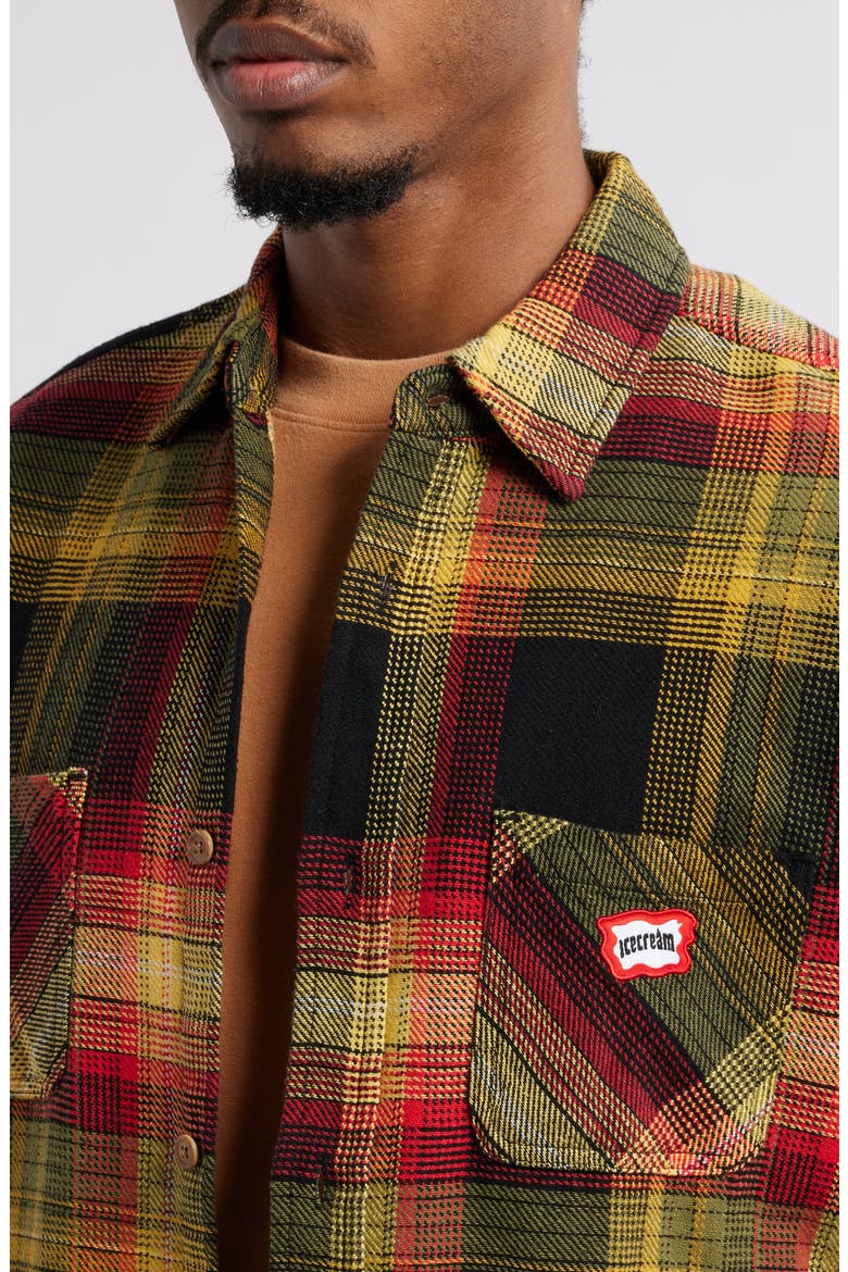 Blocky Plaid Cotton Flannel Button-Up Overshirt, Alternate, color, PLAID