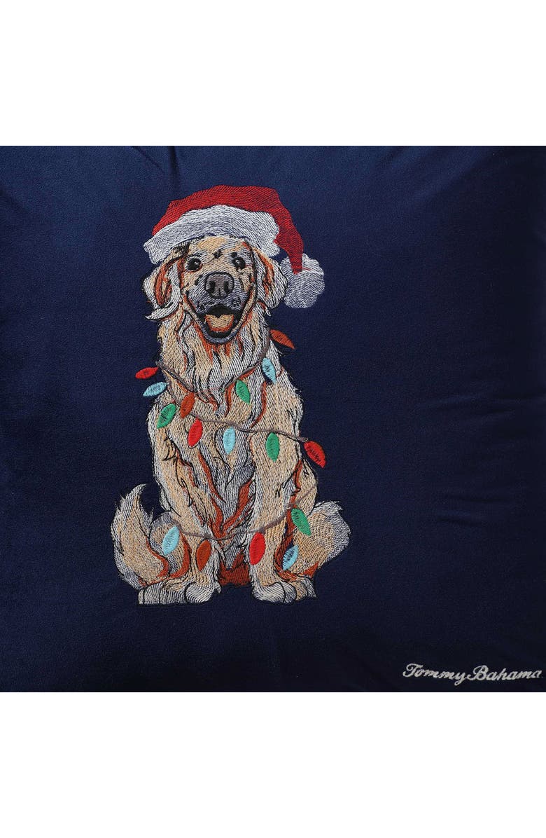 Tommy Bahama Holiday Retriever Square Throw Pillow, Alternate, color, Dark Blue