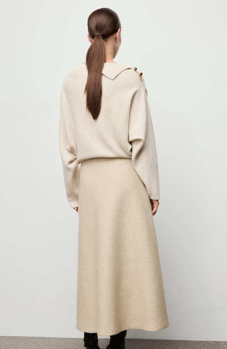 MANGO Penny A-Line Wool Blend Midi Skirt, Alternate, color, Beige