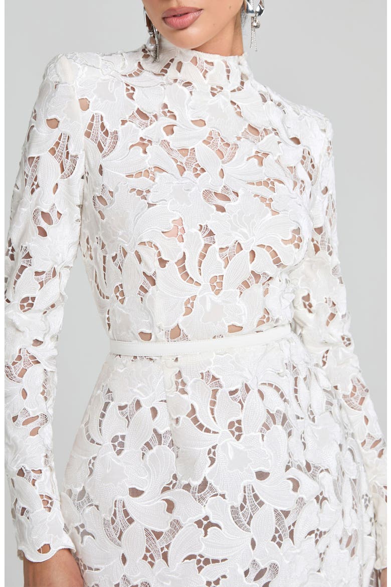 Lydia Long Sleeve Lace Cocktail Dress, Alternate, color, WHITE