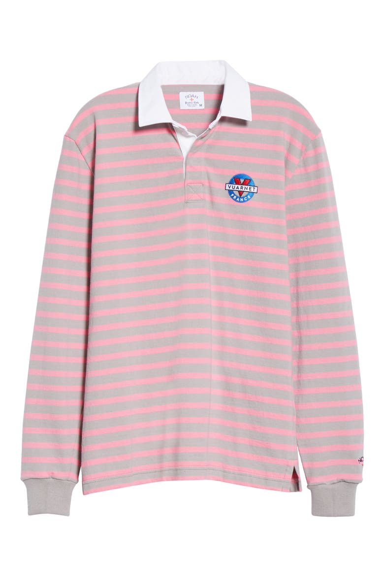 x Vuarnet Logo Stripe Rugby Shirt, Main, color, GREY/ PINK