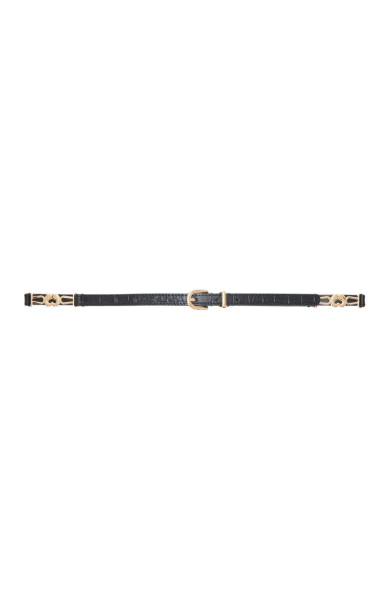 maje Slim croc-effect leather belt, Main, color, Black