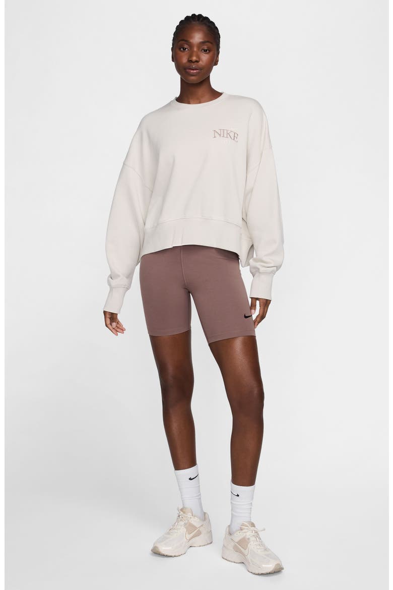 Phoenix Fleece Varsity Oversize Crewneck Sweatshirt, Alternate, color, LIGHT OREWOOD BROWN