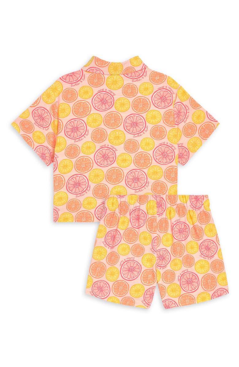 Scotch & Soda Kids' Tie Hem Button-Up Shirt & Shorts Set, Alternate, color, Impatiens Pink