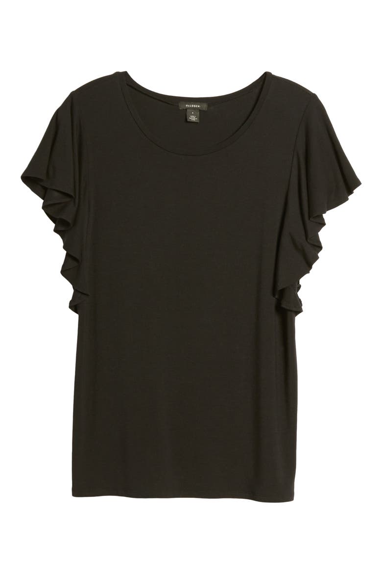 Flutter Sleeve Tee, Alternate, color, BLACK