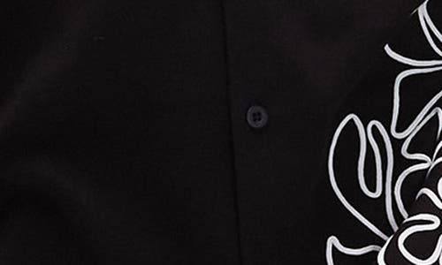 Topman Premium Oversized Fit Button Up Jersey Shirt With Cord Embroidery In Black