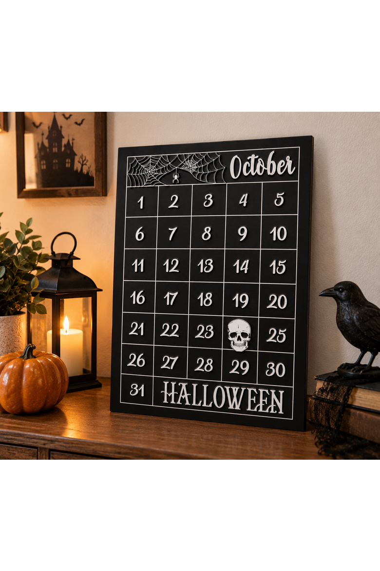 Halloween Iron Countdown Calendar 11" x 16", Alternate, color, Black