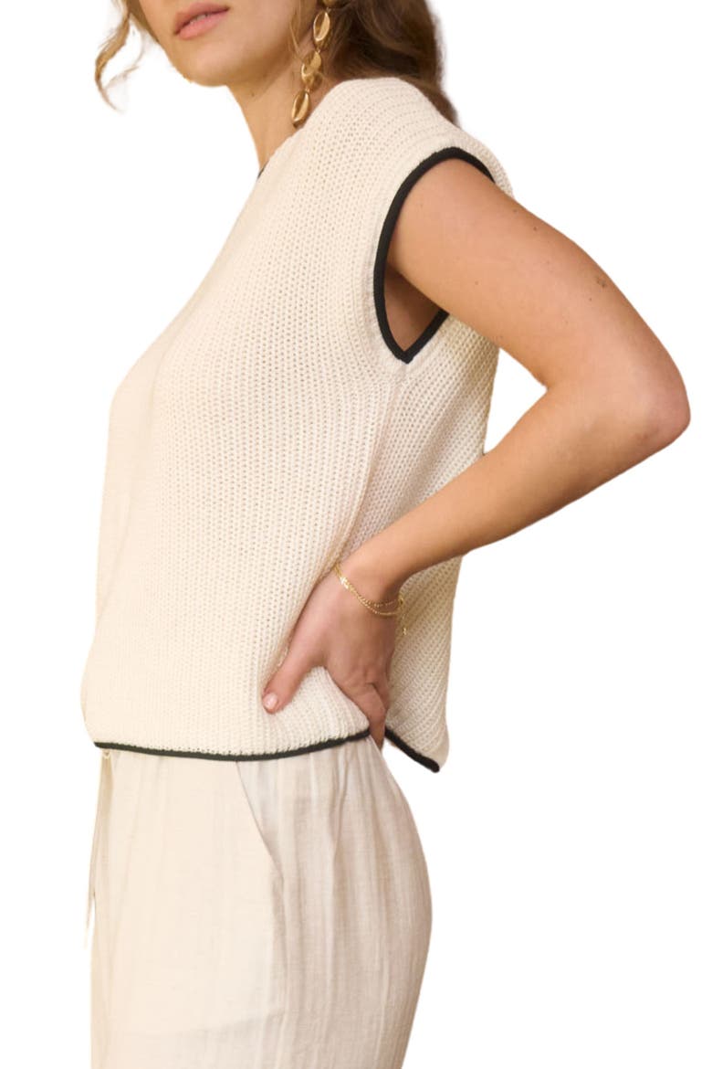 Cap Sleeve Button Back Sweater, Alternate, color, CREAM
