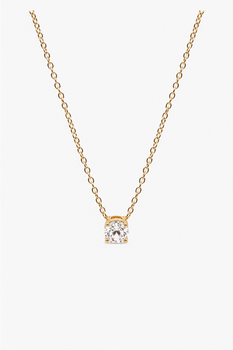 Dainty Solitaire Necklace, Main, color, Gold