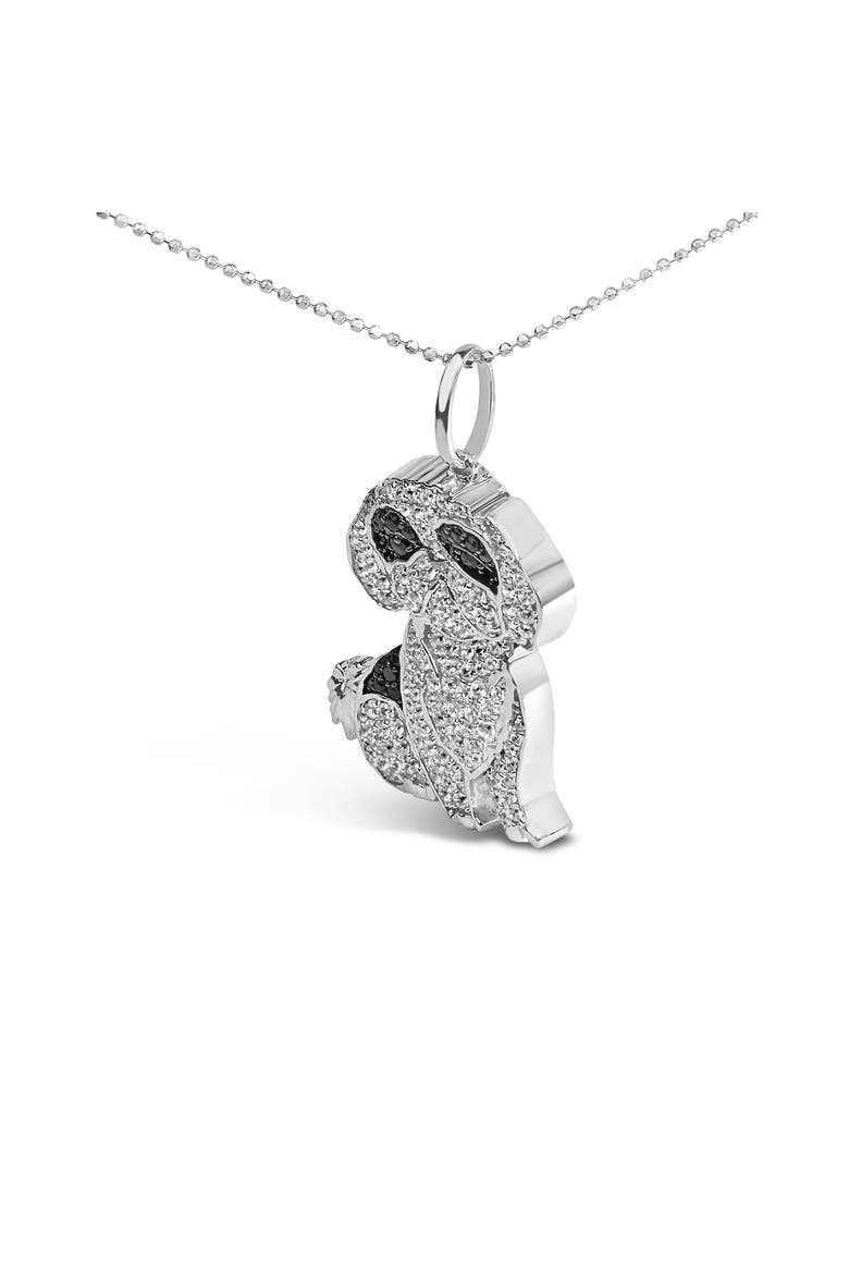 Silver 1 1/4 Cttw Diamond Shih Tzu Dog Pendant Necklace 18 inch, Alternate, color, White