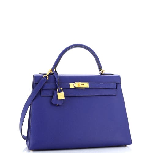 Pre-owned Hermes Hermes Kelly Handbag Blue Epsom With Gold Hardware 32